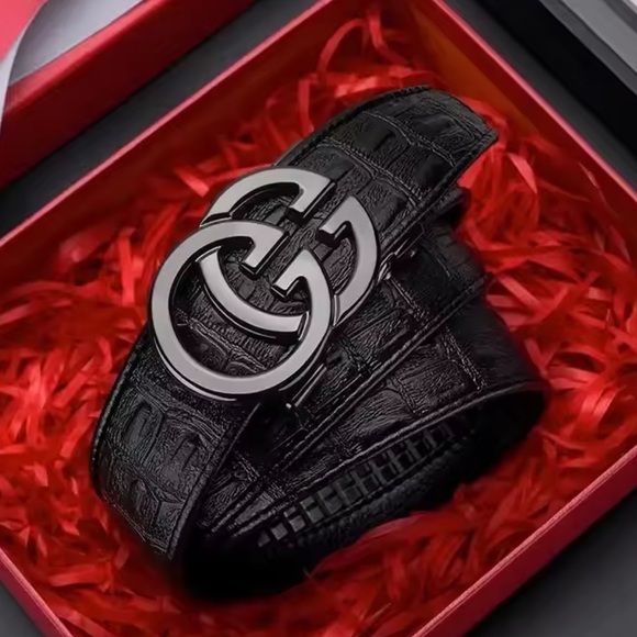 NWOT Luxury Black Belt with Gunmetal GG Buckle Adjustable 120cm Long - Picture 1 of 9